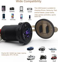 Chargeur de voiture double port USB Quick Charge 3.0 et USB-C PD, prise USB 12V avec voltmètre et interrupteur d'alimentation
