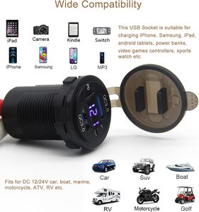 <span class=keywords><strong>Cargador</strong></span> de Coche con Doble Puerto USB Quick Charge 3.0 y Puerto USB C PD, Toma de Corriente USB de 12V con Voltímetro e Interruptor de Encendido - Product Image 5