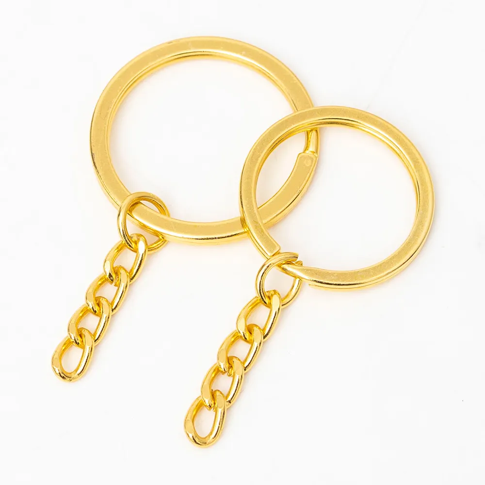 Anello diviso in filo tondo da 25/30mm + catena a 4 maglie portachiavi in oro portachiavi piatto in metallo portachiavi in ferro portachiavi personalizzato