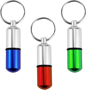 Pastillero de Aluminio Impermeable con Llavero, Botella de Medicamentos para Exteriores, Porta Medicamentos de Primeros Auxilios, Portátil para Personas Mayores - Product Image 1