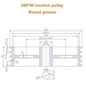 Polea de tracción multiacanal de 350 mm con 4 ranuras, material de aluminio para aplicaciones de trefilado, certificación OEM ISO9001 - Product Image 5
