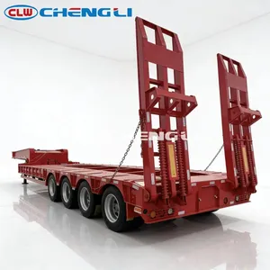 Camión de Remolque de Plataforma Plana, Remolque de Plataforma Plana para Trabajo Pesado, 3 y 4 Ejes, 40FT, 53FT, 20FT, 60FT, Transporte de Contenedores, Plataforma de Remolque - Product Image 2