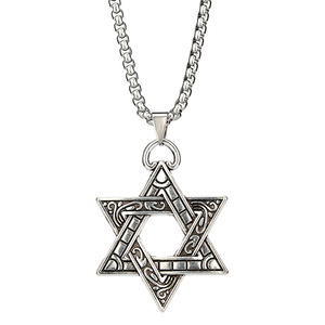 Collana da Uomo Trendy con Ciondolo Esagonale Stile Hip-hop Coreano, Perline in Rame Personalizzate, Catena <span class=keywords><strong>per</strong></span> Maglione con Distintivo Militare - Product Image 5