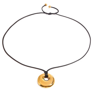 Stainless Steel Round Pendant With <b>Polished</b> Finish <b>Black</b> Waxed Cord Gift Jewelry - Product Image 5