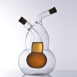 DD1071 Professional Manufacture 2 in 1 Glass Handmade Vinegar Cooking Ware Oil Bottle