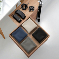 Sac de rangement pliable carré en PU 11,5x11cm pratique pour casque audio, organiseur de câbles numériques et de bijoux, personnalisable
