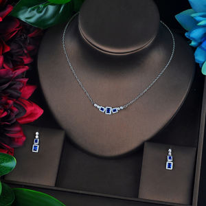 HIBRIDE Neue rote Farbe Kleine Glieder kette Anhänger Schmuck Sets Hochzeit Zubehör Boucles d'oreilles pour femmes N-689 - Product Image 4