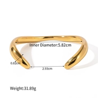 Bracelet ouvert en acier inoxydable plaqué or 18 carats pour femmes, bracelet manchette irrégulier avec perle, bijoux minimalistes de luxe