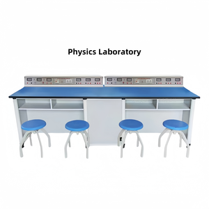 Escritorio de laboratorio moderno, marco de metal y gabinete de madera, mesa de experimentos de ciencia escolar, mesas de trabajo experimentales - Product Image 6