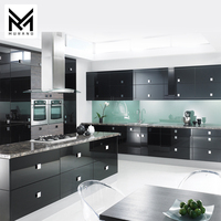 Personnalisé Moderne Style Américain Gris Compact Armoires De Cuisine Meubles Acrylique Éviers De Cuisine Mur Placard Armoire Unités Ensemble