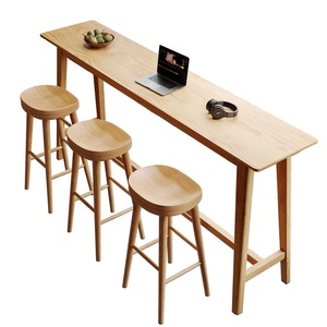 Juego de Mesa y Sillas de <span class=keywords><strong>Bar</strong></span> de Madera Maciza, Estilo Moderno, para Sala de Estar, Balcón, Diseño Casual de Pared Estrecha y Patas Altas, para Hoteles, de 1 a 4 Personas - Product Image 1