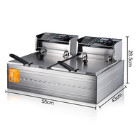 Friteuse à huile professionnelle RAF en acier inoxydable à double panier 5,5+5,5L, friteuse électrique pour poulet frit