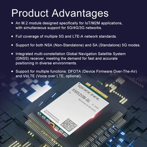 โมดูลควบคุมระยะไกล IoT เครือข่าย 5G รุ่น RM520N-GL, โมดูลเซลลูลาร์แบบปลดล็อคมาตรฐาน M.2 รองรับการติดตามตำแหน่งด้วย GPS - Product Image 6