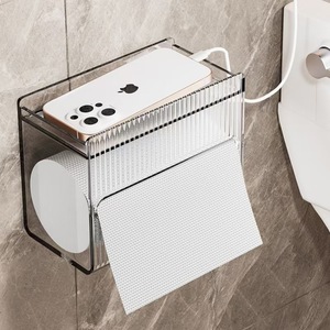 Wandgemonteerde Tissuehouder Zonder Sporen Sticker Trekkoord Doos Plastic Multifunctioneel Toiletpapier Doos Groot Formaat - Product Image 2