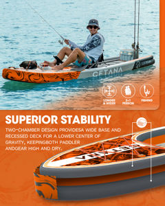 中国製OEM SUP 600lbインフレータブルドロップステッチスタンドアップパドルボード2室釣りカヤックサーフボードシート付き - Product Image 5