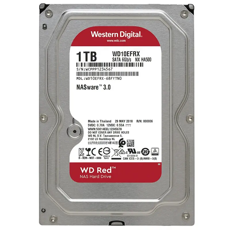 1TB NAS RED HDD 5400 RPM 등급 SATA 6 Gb/s 64MB 캐시 3.5 인치 HDD WD10EFRX