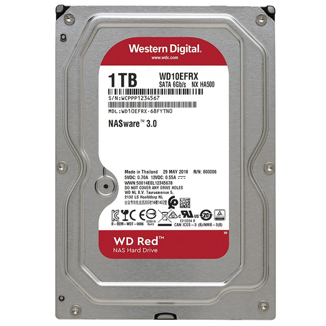 WD10EFRX 1TB NAS RED HDD 5400 RPM Class SATA 6Gb/s 64MB Cache 3.5 Inch HDD