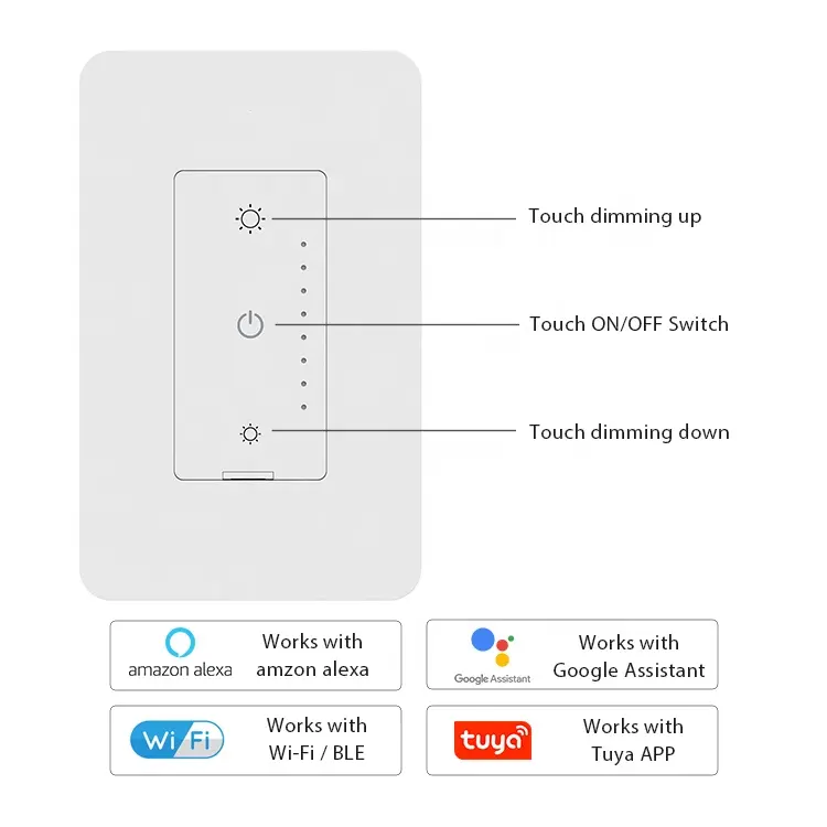 LEELEN atenuadores inteligentes 3 vías ajuste brillo tuya aplicación Wifi interruptor de luz de pared EE. UU. 120V luz LED táctil tuya interruptor de atenuación