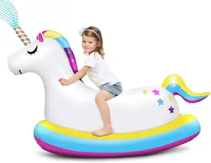 Unicorn Sprinkler for Kids Inflatable Unicorn Pool Float Ride On with Fast Valves Blow Up Swimming Pool Party toys