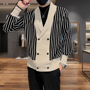 Pull tricoté pour homme, vente en gros, automne, extérieur, rayé, séchage rapide, décontracté, chaud, léger, manches longues, tricot sur mesure - Product Image 4