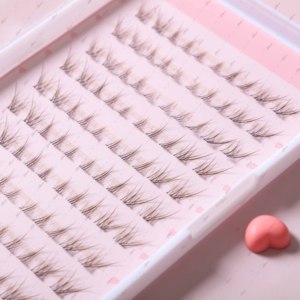 Kit d'extension de cils <span class=keywords><strong>Manga</strong></span> effet naturel 8-18mm, kit de cils en grappe synthétiques réutilisables DIY avec colle, fixateur et dissolvant - Product Image 2