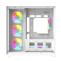 Boîtier PC Full Tower avec bande RGB, verre trempé, refroidissement ATX pour jeux