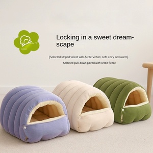 Cama para Mascotas Desmontable de Algodón PP para Todas las Estaciones; Caseta para Perros de Invierno con Forro Polar Cálido y Saco de Dormir Extra Grueso, Artículos para Mascotas - Product Image 1