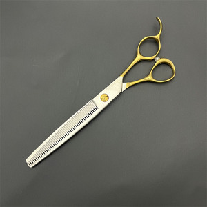 Ciseaux de toilettage pour animaux de compagnie Wo-7, 7 pouces, manche semi-doré, en acier inoxydable, ciseaux pour poils de chien, ciseaux de beauté pour l'entretien des animaux - Product Image 3