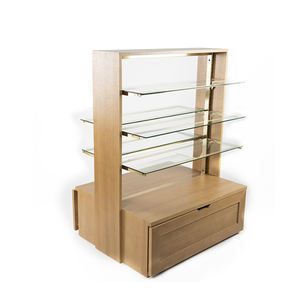 טוב מכירת סגנון מודרני באיכות גבוהה עץ גונדולה מדפים צד כפול זכוכית גלימת מתלה - Product Image 2