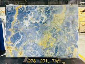 Dalles d'onyx bleu <span class=keywords><strong>saphir</strong></span> modernes translucides, collection Éclat Glacial, pour comptoirs, îlots rétroéclairés et cascades - Product Image 3