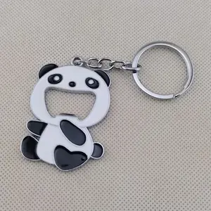 Hete Verkopende Creativiteit Schattige Cartoon Panda Metalen Fles Opeaner Sleutelhanger Zinklegering Sublimatie Panda Flesopener Sleutelhanger