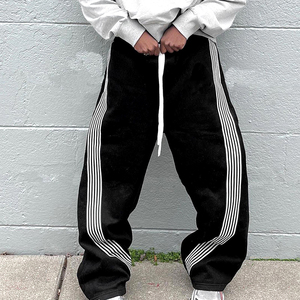 Pantalones Deportivos Holgados para Hombre con Logotipo Personalizado, con Rayas Laterales, para <span class=keywords><strong>Trabajo</strong></span>, Deporte, Estilo Urbano, Pierna Recta y Ancha, Pantalones de Otoño - Product Image 2