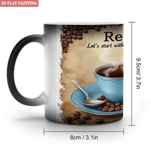 Mug à boire en céramique 11oz Noir givré Tasse magique changeant de couleur sensible à la chaleur - Product Image 1