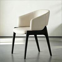 Fauteuil de salle à manger moderne en cuir PU BST, chaises d'appoint rembourrées, chaises de cuisine confortables avec structure en bois massif