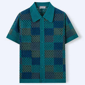 <span class=keywords><strong>Camiseta</strong></span> de Verano de Punto, Simple, <span class=keywords><strong>Calada</strong></span>, Transpirable, con Rayas, Abertura en la Espalda - Product Image 5