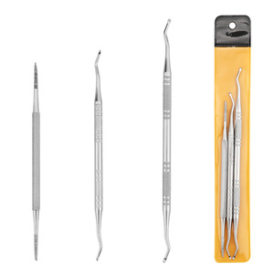 3 uds limas de uñas de acero inoxidable cuidado de los pies de las uñas encarnadas corrección pedicura Herramientas de limpieza de uñas - Product Image 1