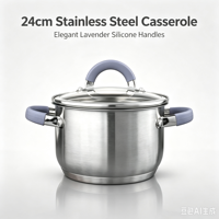 Ensemble de casseroles en acier inoxydable de qualité supérieure, robustes, écologiques, compatibles avec le four et la lave-vaisselle, avec couvercles en verre, pour cuisinières à induction et à gaz