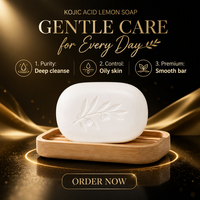 Savon Solide Artisanal à l'Acide Kojique et au Citron pour Peaux Grasses, Marque Blanche OEM 100g