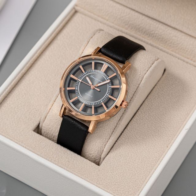 McyKcy Fashion Men's Quartz Watch for Glam Design Stainless Steel Blue Light Glass Leather Wall Clock
