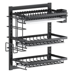 Étagère de rangement murale en métal à 3 niveaux pour vaisselle de cuisine avec support pour planche à découper – Vente en gros - Product Image 4