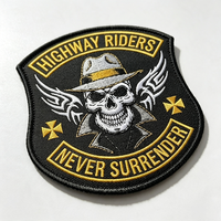 Écusson brodé personnalisé Crâne, Badge de Motard, Écussons thermocollants ou à coudre haute densité pour Vestes, Gilets, Vêtements et Accessoires
