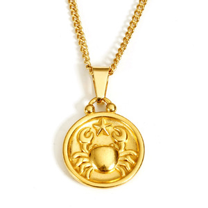 Zodiac <span class=keywords><strong>Horoscope</strong></span> pièce <span class=keywords><strong>signe</strong></span> or rempli plaqué acier inoxydable bijoux chaîne Fine mode bijoux colliers Pvd étanche 2024 - Product Image 2