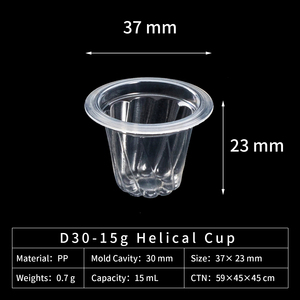 Vente en gros de mini gobelets d'emballage pour pouding à <span class=keywords><strong>la</strong></span> gelée diamètre Phi 30mm gobelets en plastique jetables en PP incurvés transparents en <span class=keywords><strong>spirale</strong></span> - Product Image 2