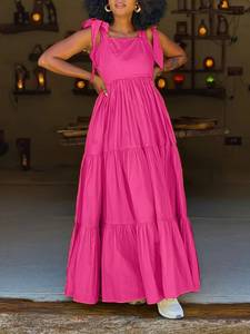 Новое летнее модное платье-халтер BH661 с милым бантом, на шнуровке, дышащее, из нетканого материала, в пол, с цифровой печатью, экологичное - Product Image 6