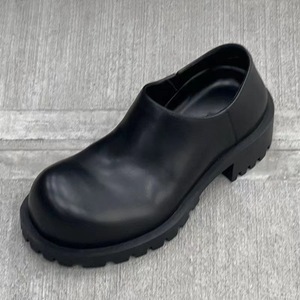 Chaussures à bout rond à talon épais en microfibre, couleur unie, printemps 2023, nouvelle collection, style anglais, à enfiler, semelle en caoutchouc épaisse, semelle épaisse, <span class=keywords><strong>Derby</strong></span> à bout rond - Product Image 3