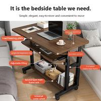 Bureau mobile pour ordinateur portable réglable en hauteur avec roulettes, table d'appoint roulante pour lit, chambre, bureau à domicile, étude, travail