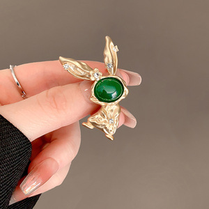 <span class=keywords><strong>Vintage</strong></span> tão bonito coelho ouro broche strass verde criativo broches pinos para mulheres moda design BroochesGJZ-BXZ083 - Product Image 1