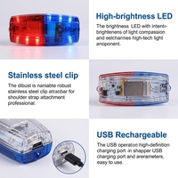 Linterna Estroboscópica LED de Patrulla de Alta Visibilidad, Alimentada por Energía Solar, Clasificación IP68, Plástico Resistente, Luz de Advertencia de Tráfico Roja y Azul para Hombro