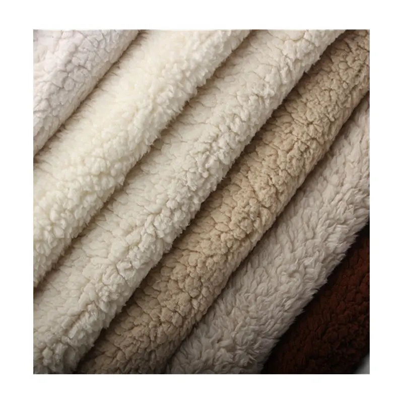 Tissu Sherpa en Polyester et fausse fourrure de mouton et d'agneau, pour vêtements d'hiver, vente en gros