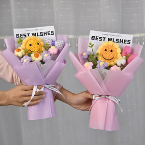 Ramo de flores de lana tejidas a mano, productos terminados, flores tejidas a mano, girasoles sonrientes, regalos para novias y amigas - Product Image 4